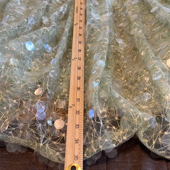 ASOS EDITION SEQUINED SHEER PART DRESS SZ 0 OVERSIZED MINT GREEN GOLD THREADING - Picture 10 of 10